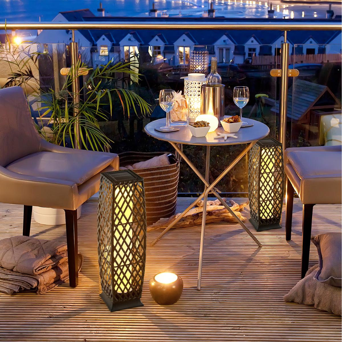 Costway IP65 2-Piece Outdoor Solar-Powered Floor Lamps - Brown – image 10