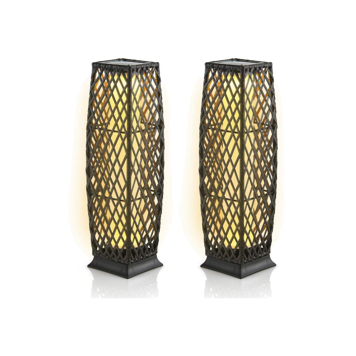 Costway IP65 2-Piece Outdoor Solar-Powered Floor Lamps - Brown – image 1