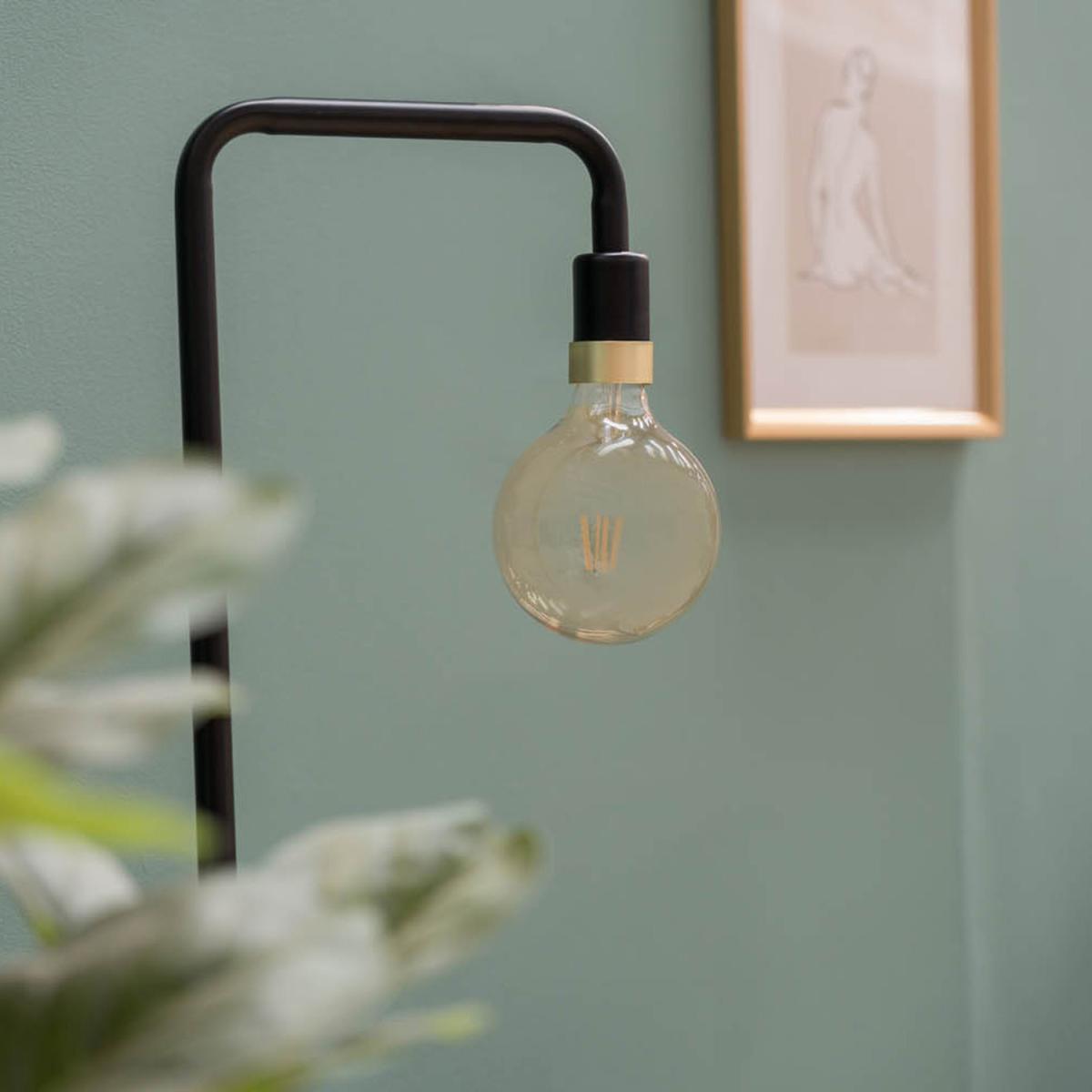 Industrial Black And Gold Effect Metal Floor Lamp With White Marble Base - Gold – image 2