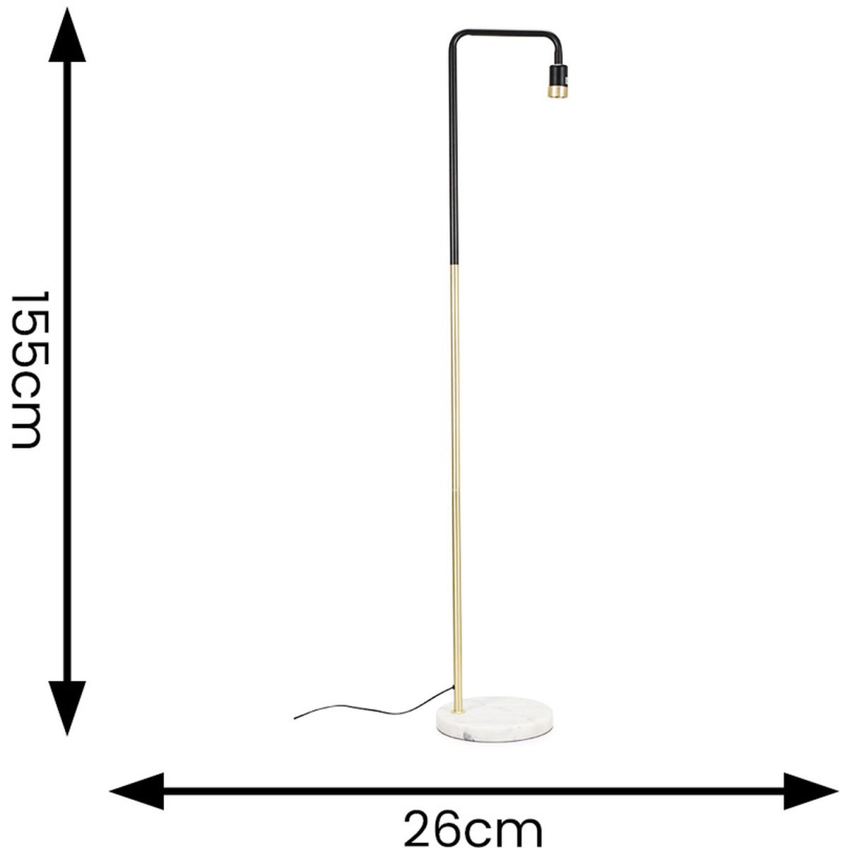 Industrial Black And Gold Effect Metal Floor Lamp With White Marble Base - Gold – image 5
