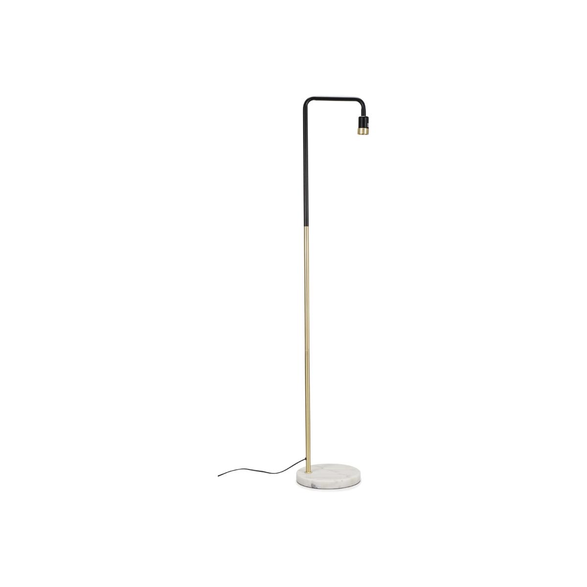 Industrial Black And Gold Effect Metal Floor Lamp With White Marble Base - Gold – image 1