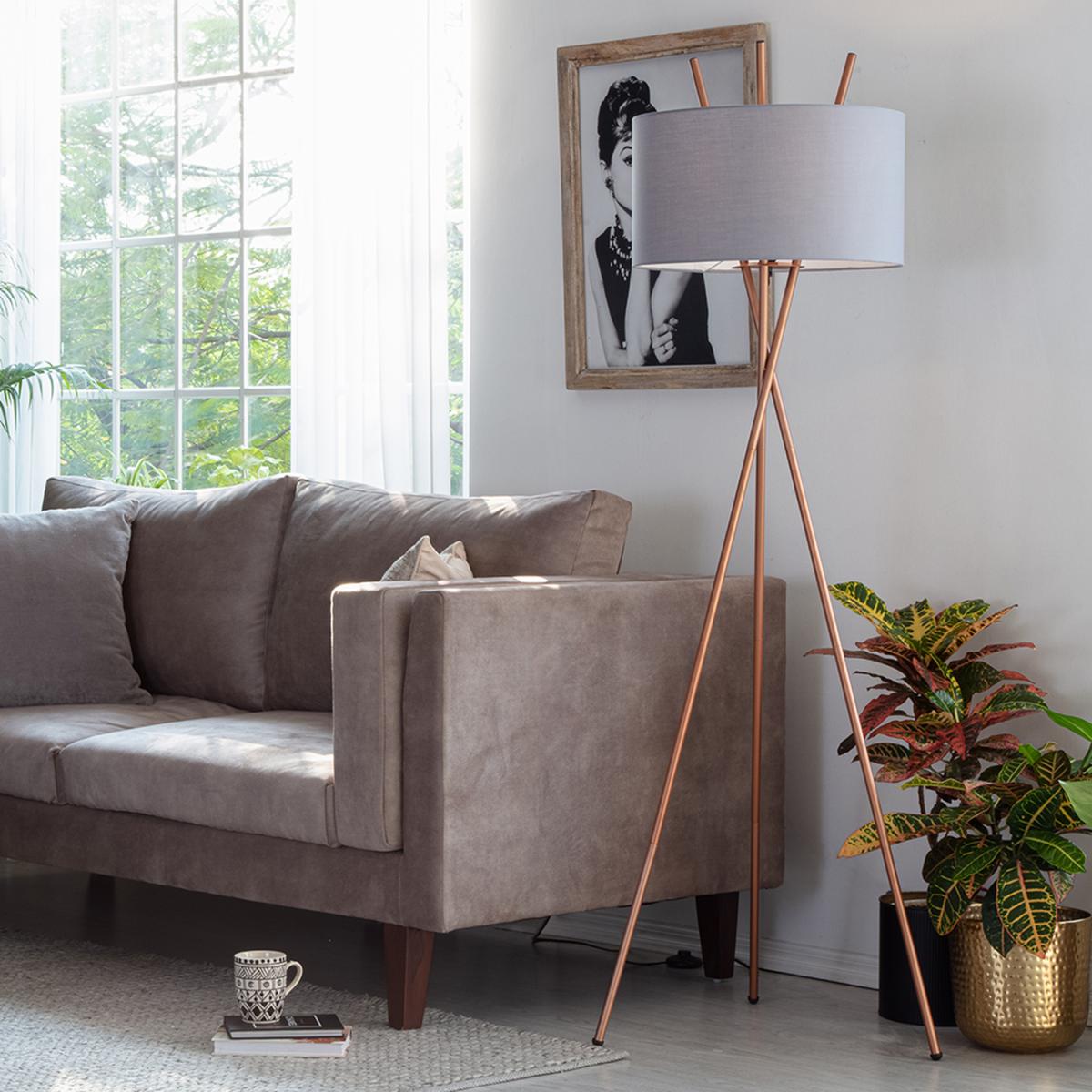Modern Copper Metal Crossover Design Tripod Floor Lamp Base - Copper – image 2