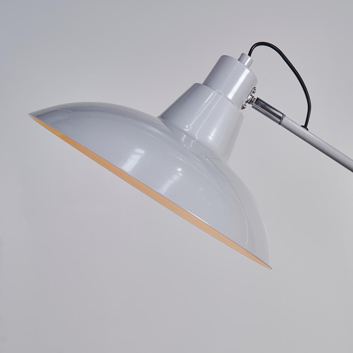 Retro Cool Grey Chrome Adjustable Stem Retro Shade Floor Lamp - Grey – image 2