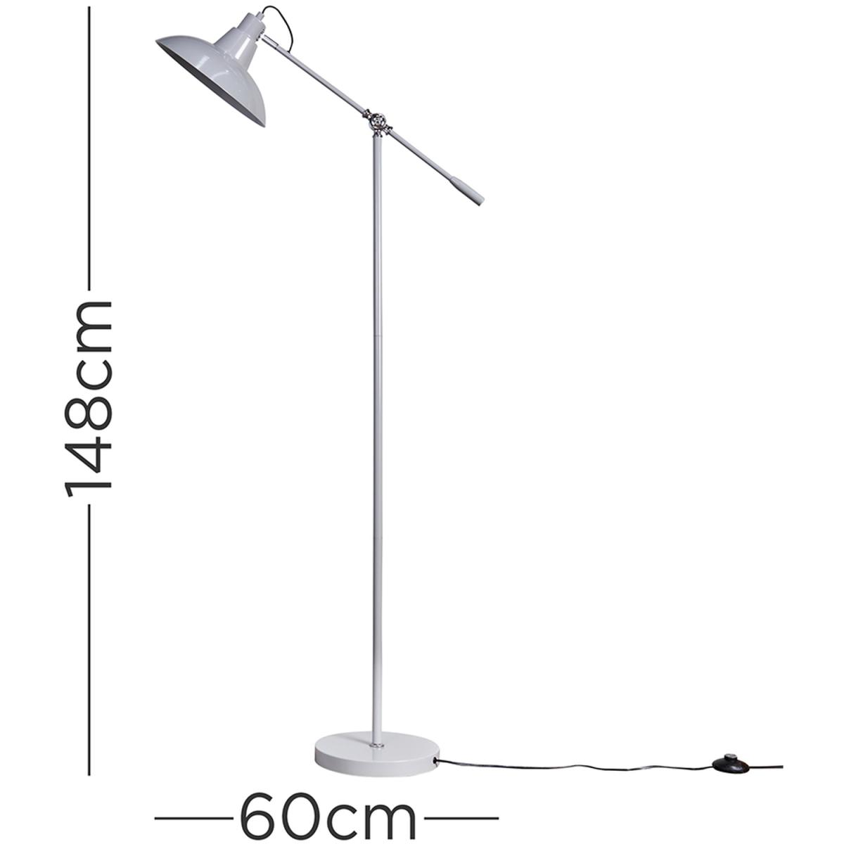 Retro Cool Grey Chrome Adjustable Stem Retro Shade Floor Lamp - Grey – image 5