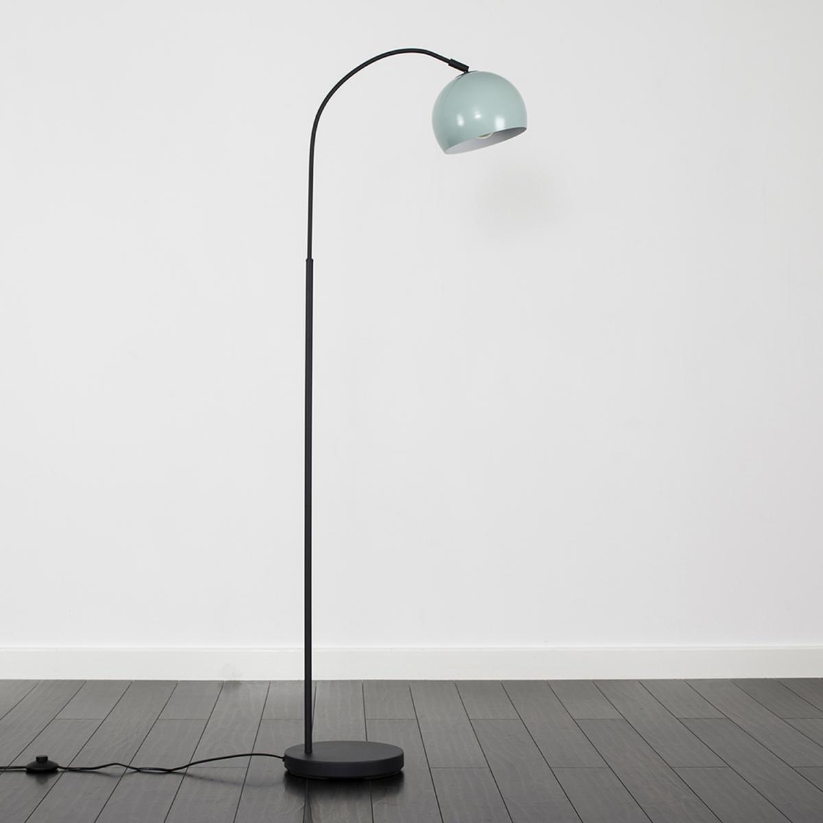 Curva Grey Floor Lamp With Pale Blue Dome Shade - Grey – image 2