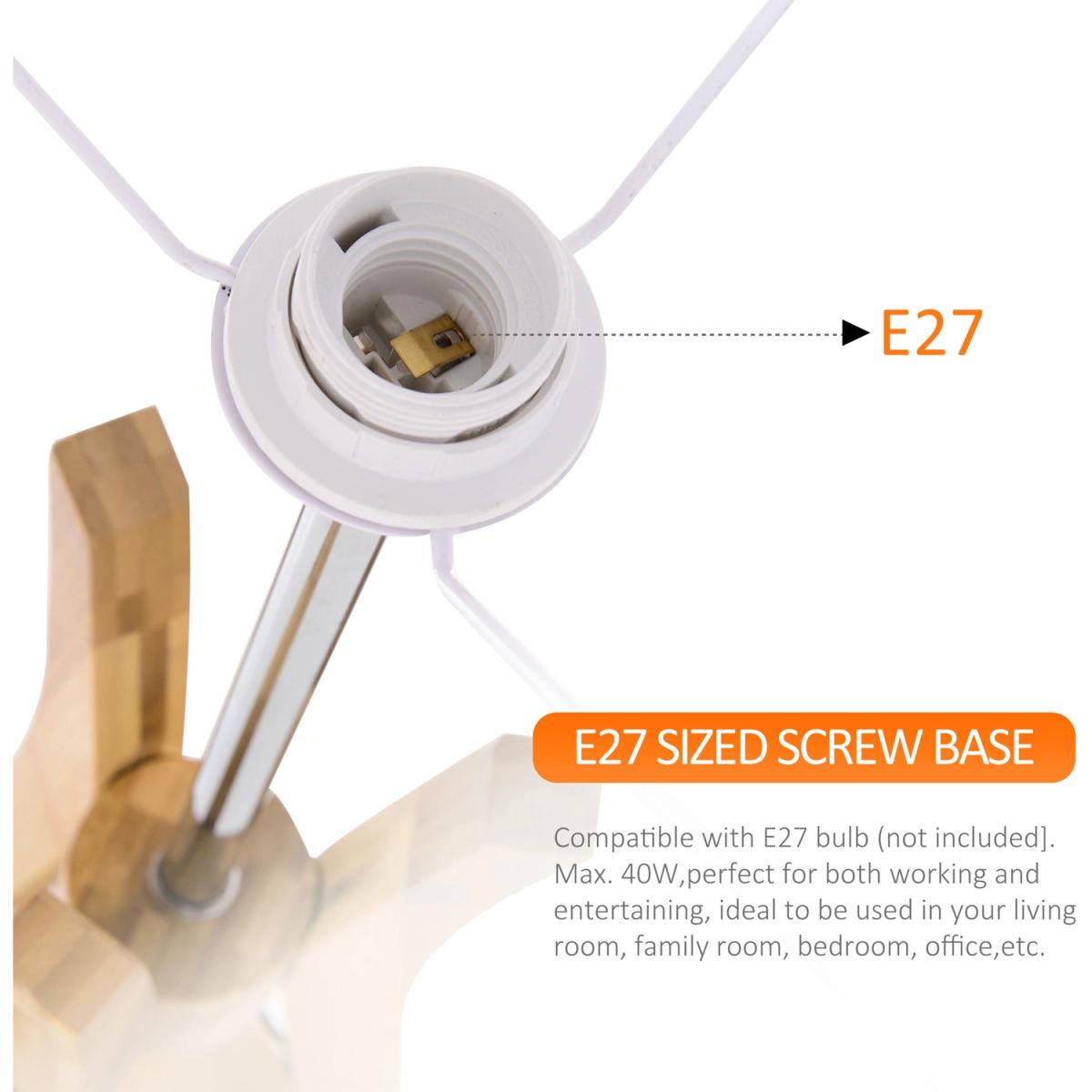 Floor Lamp with Tripod Base and Fabric Shade - Grey – image 11