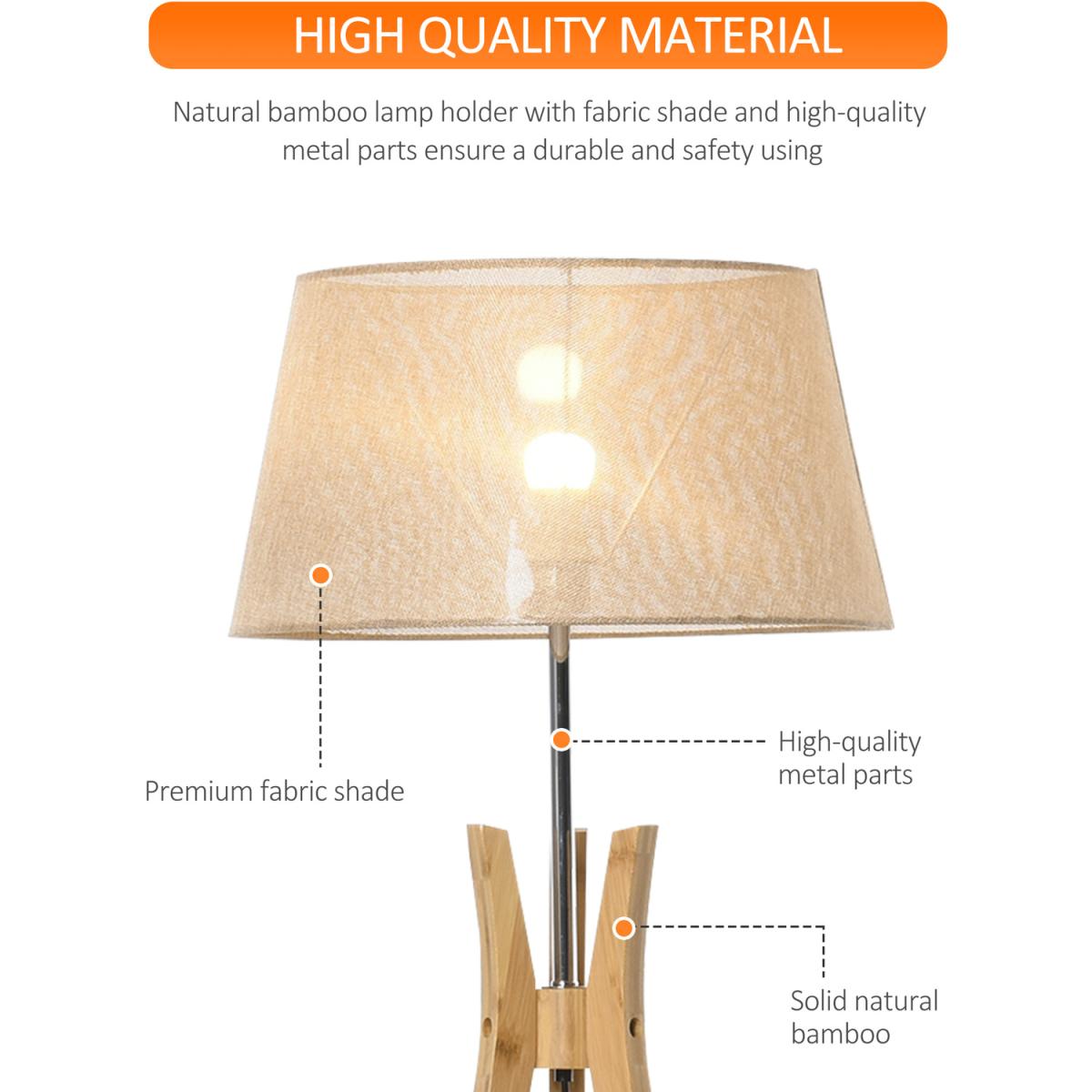 Floor Lamp with Tripod Base and Fabric Shade - Grey – image 18