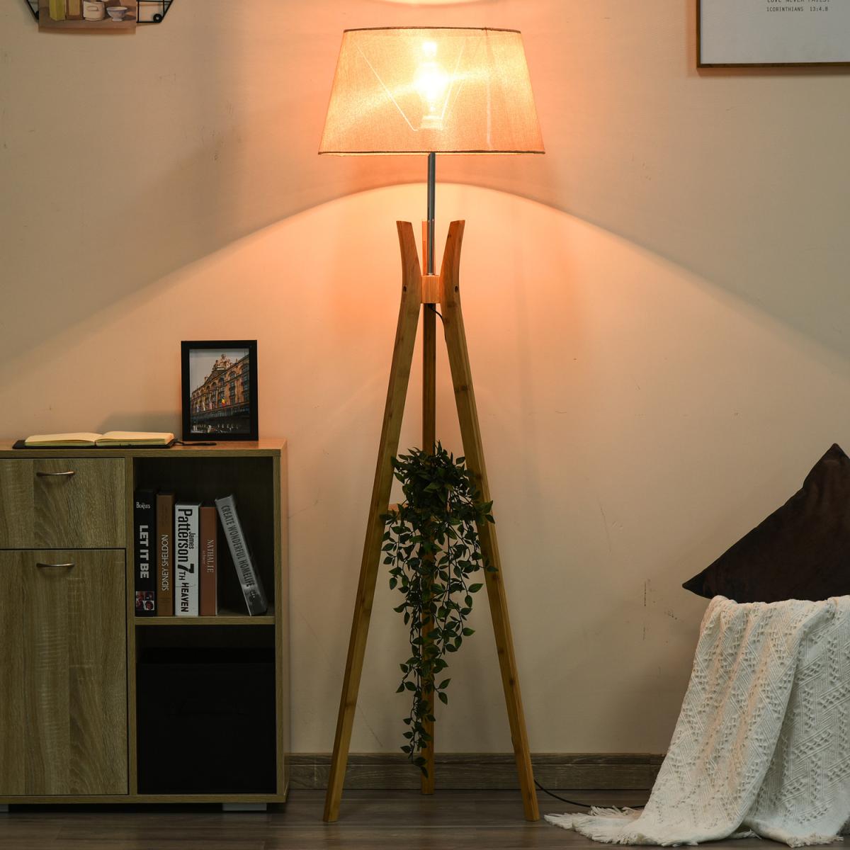 Floor Lamp with Tripod Base and Fabric Shade - Grey – image 3