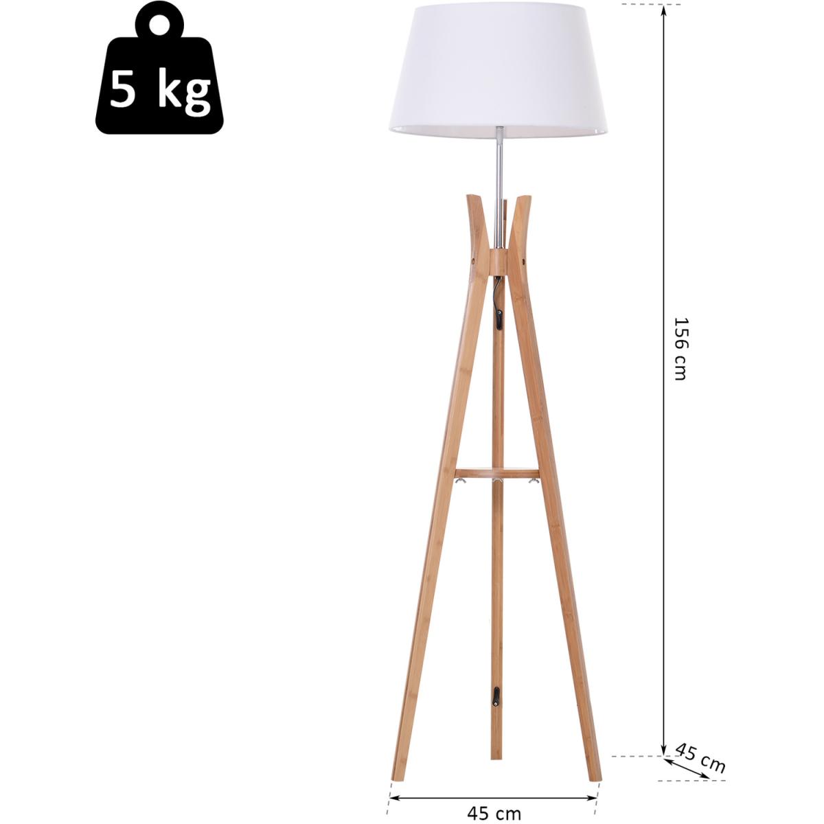 Floor Lamp with Tripod Base and Fabric Shade - Grey – image 22