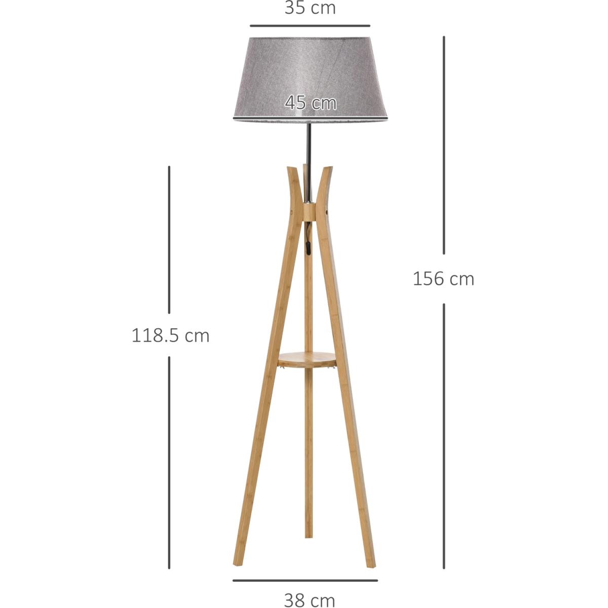 Floor Lamp with Tripod Base and Fabric Shade - Grey – image 23