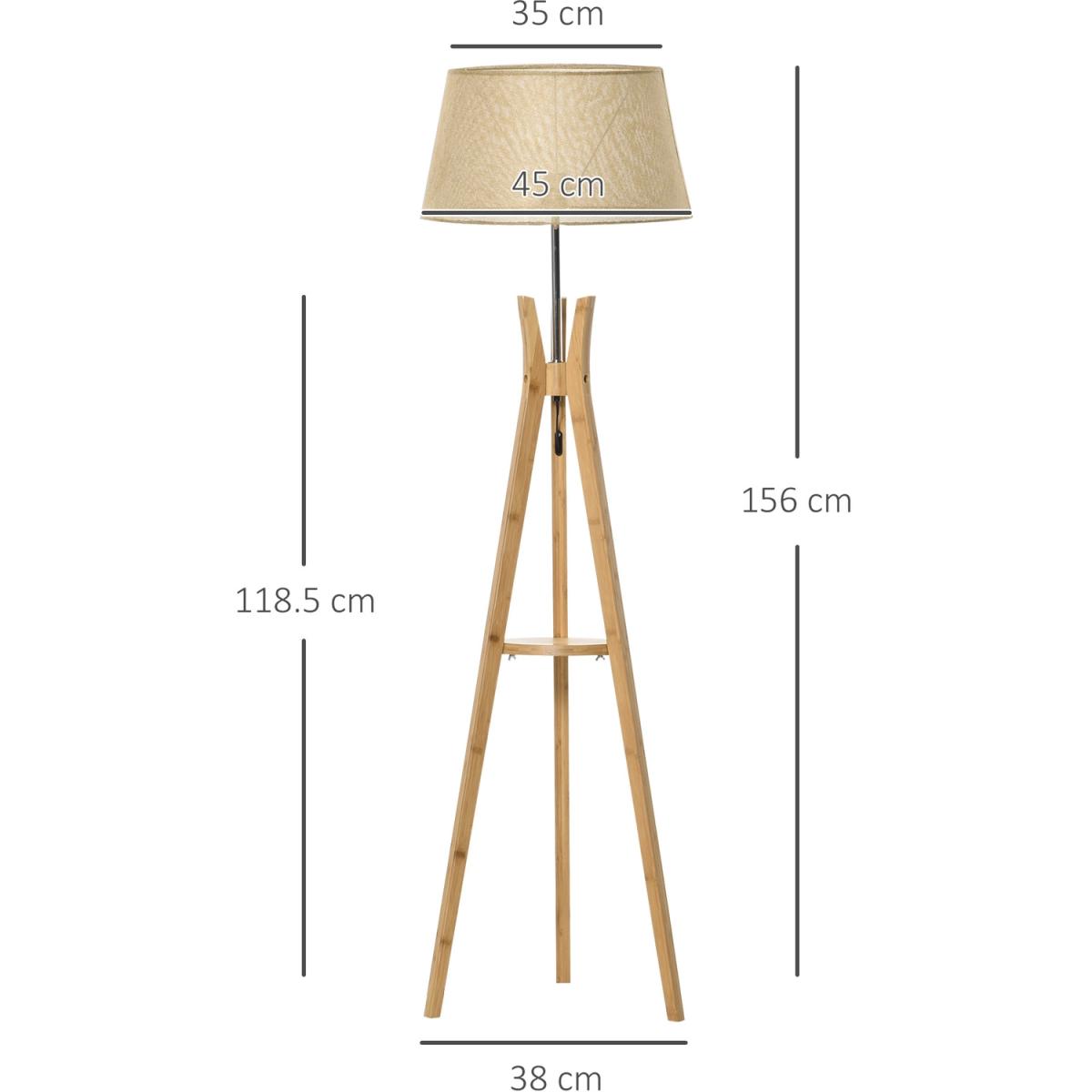 Floor Lamp with Tripod Base and Fabric Shade - Grey – image 24