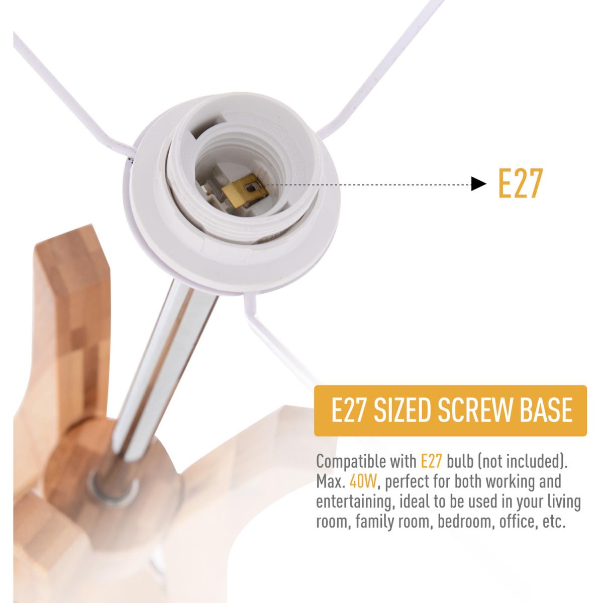 Floor Lamp with Tripod Base and Fabric Shade - Grey – image 5
