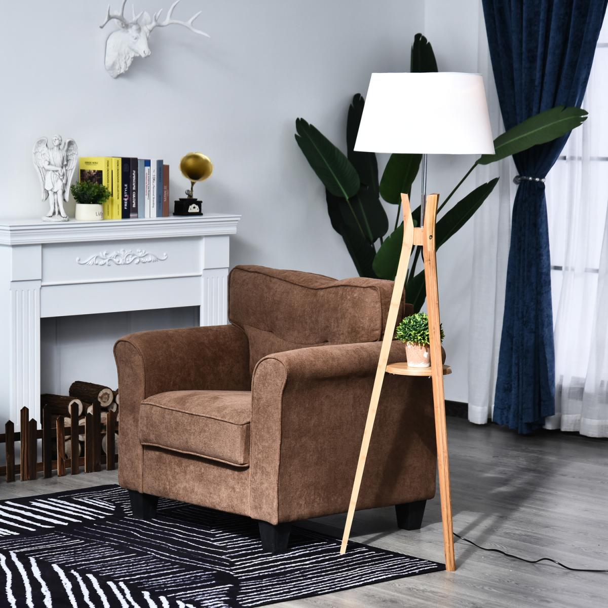 Floor Lamp with Tripod Base and Fabric Shade - Grey – image 9