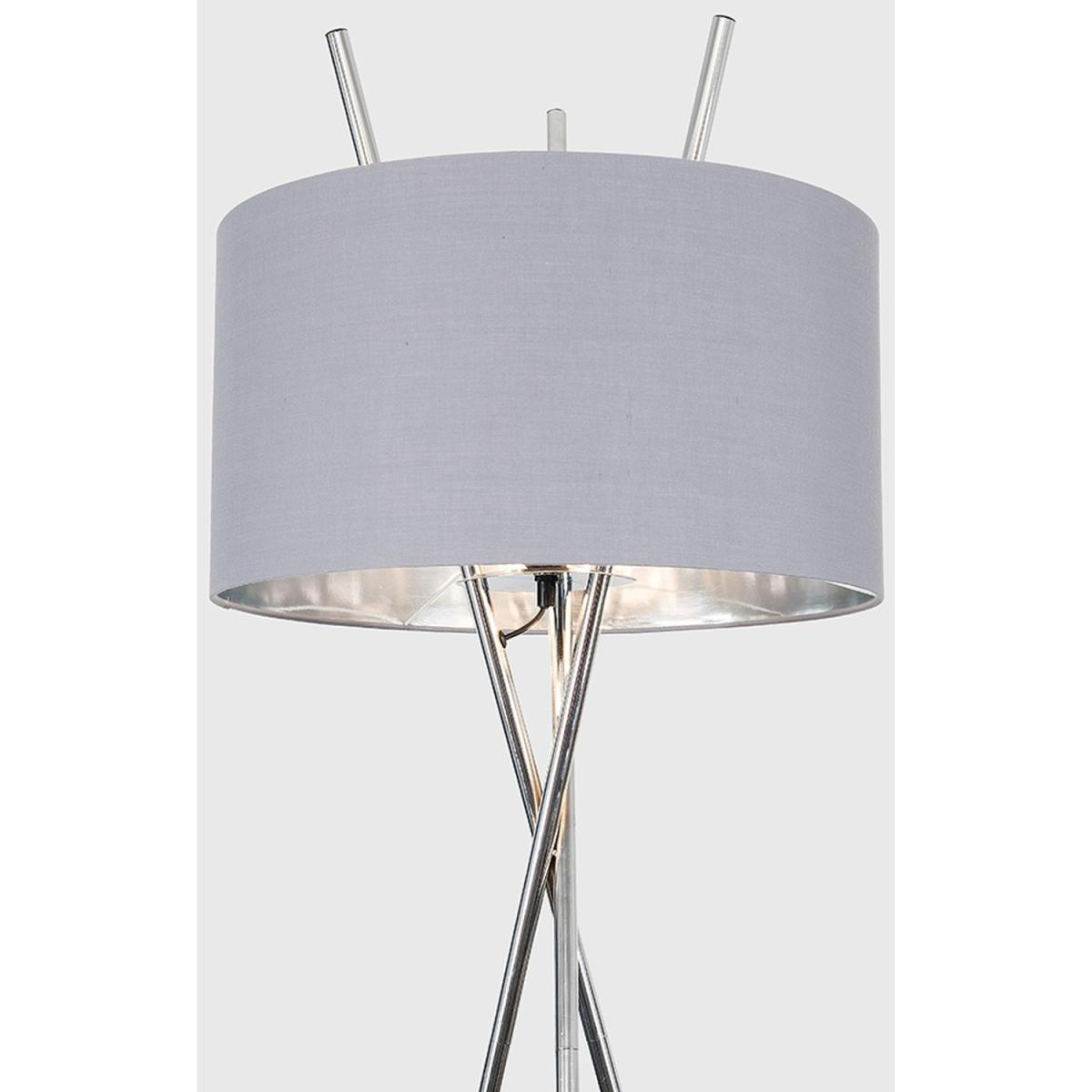 Crawford Tripod Silver Floor Lamp Silver Shade With Reni Grey Chrome Shade - Silver – image 2