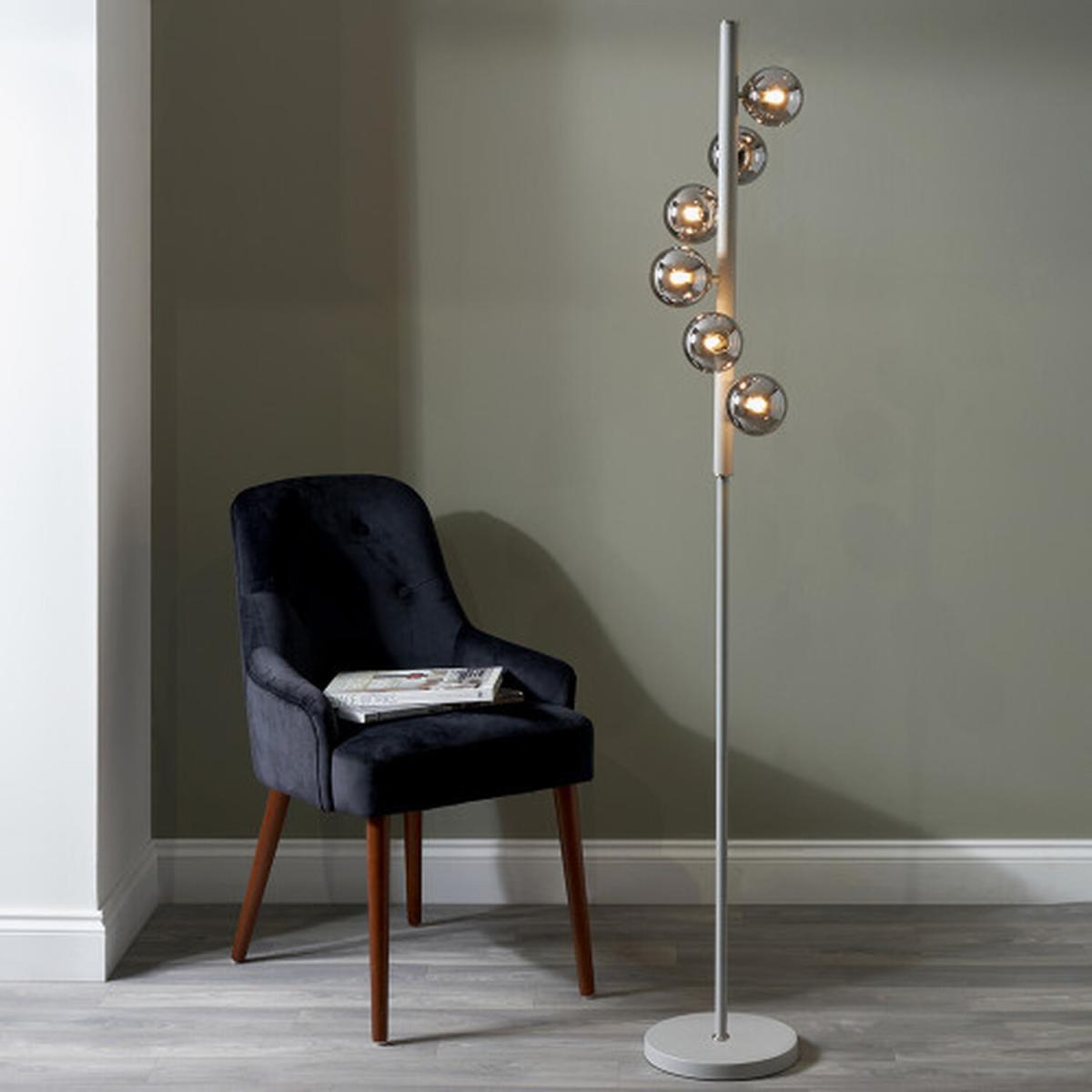 Glass Ball and Metal Floor Lamp For Living Room - Silver