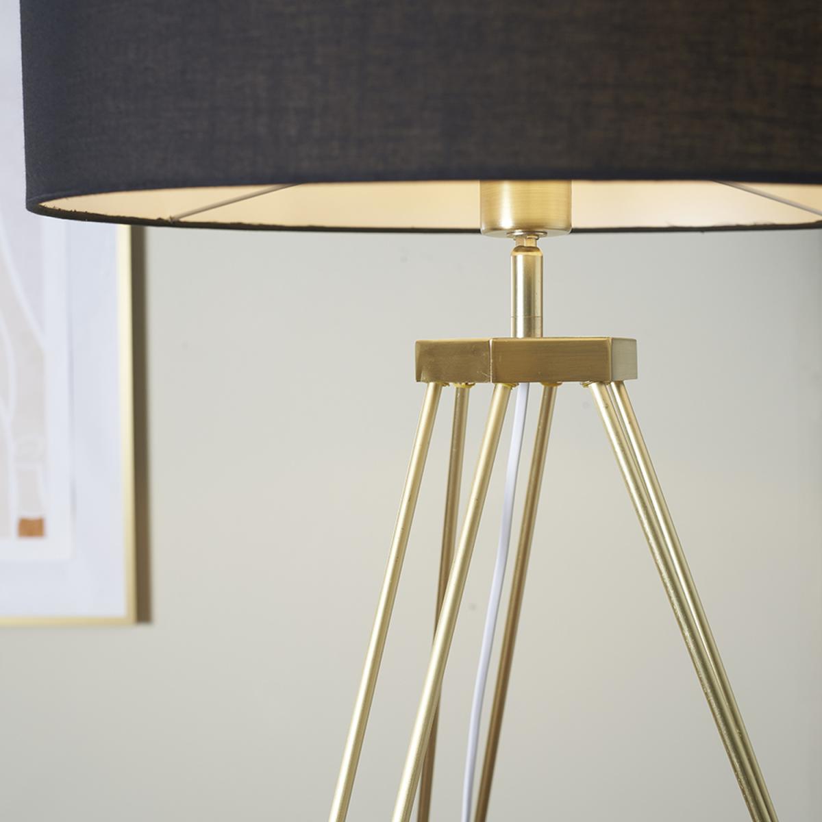 Aero Gold Floor Lamp With Black Drum Shade - Gold – image 4