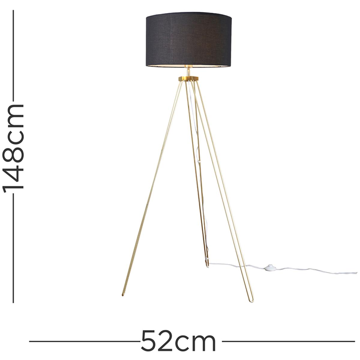 Aero Gold Floor Lamp With Black Drum Shade - Gold – image 5
