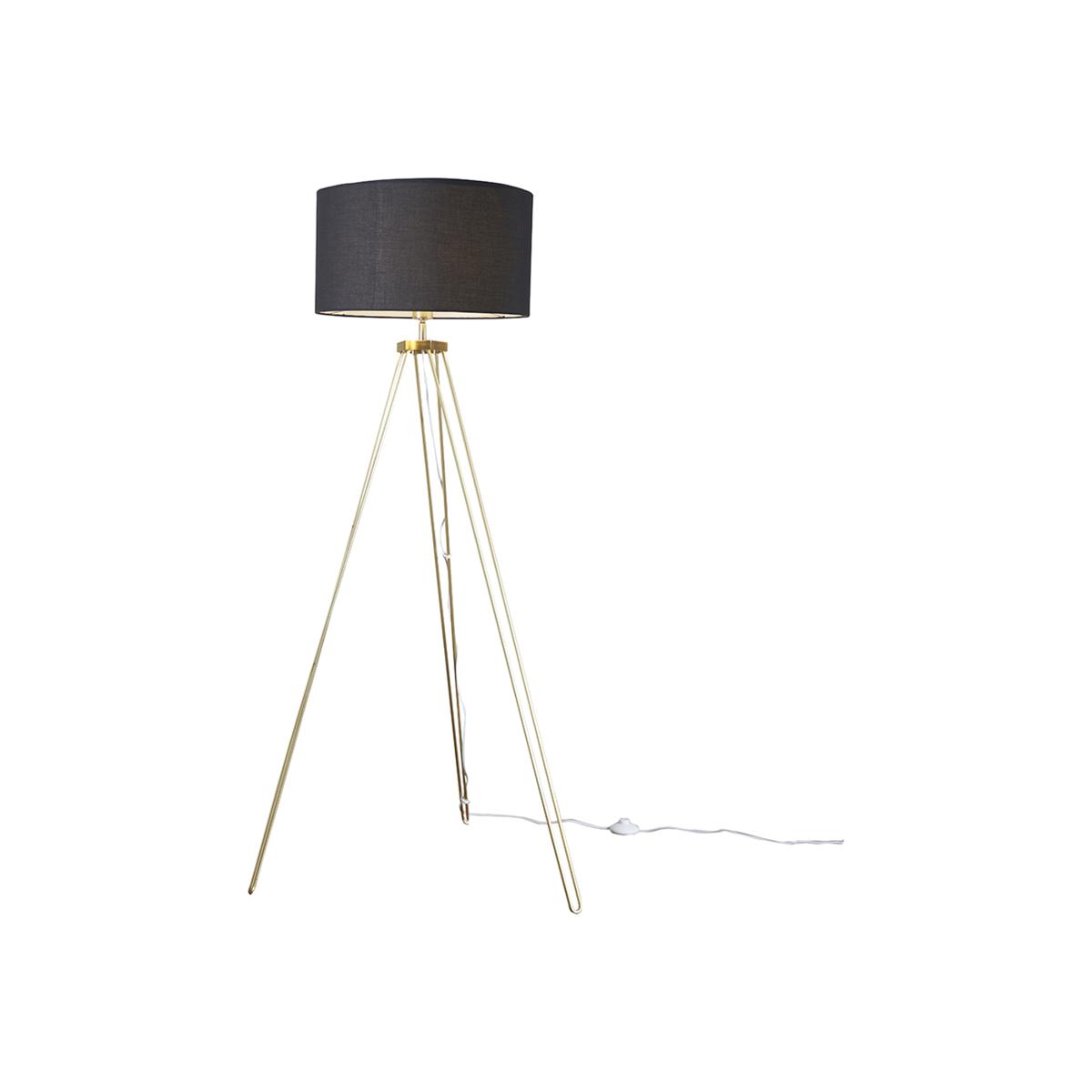Aero Gold Floor Lamp With Black Drum Shade - Gold – image 1