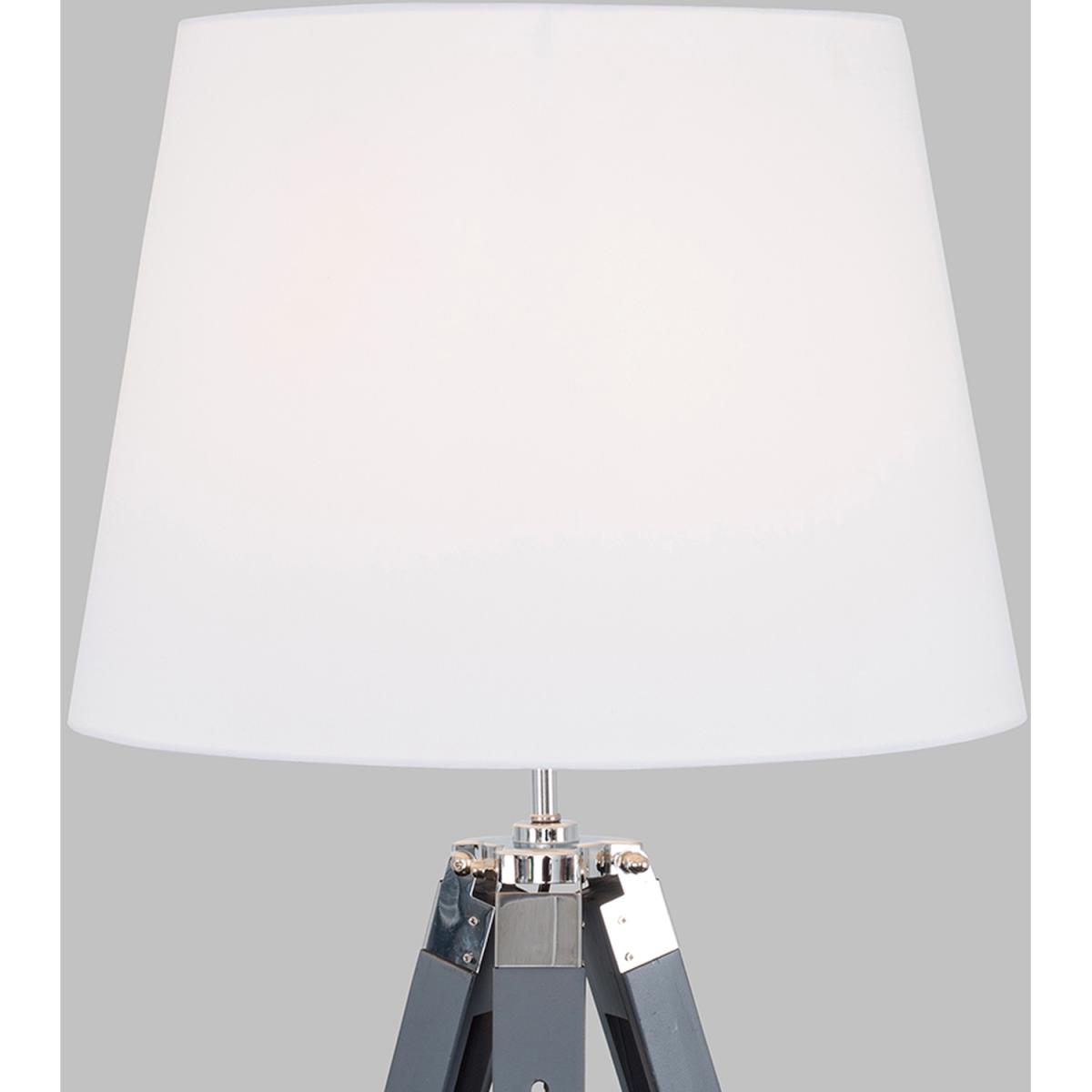 Modern Grey And Silver Chrome Tripod Floor Lamp With White Light Shade - Grey – image 3