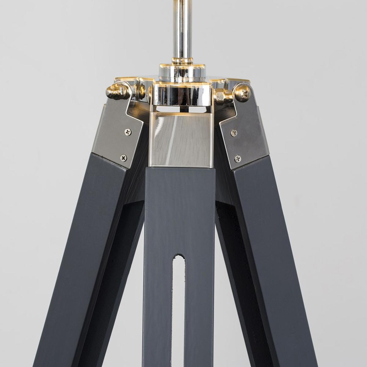 Modern Grey And Silver Chrome Tripod Floor Lamp With White Light Shade - Grey – image 4