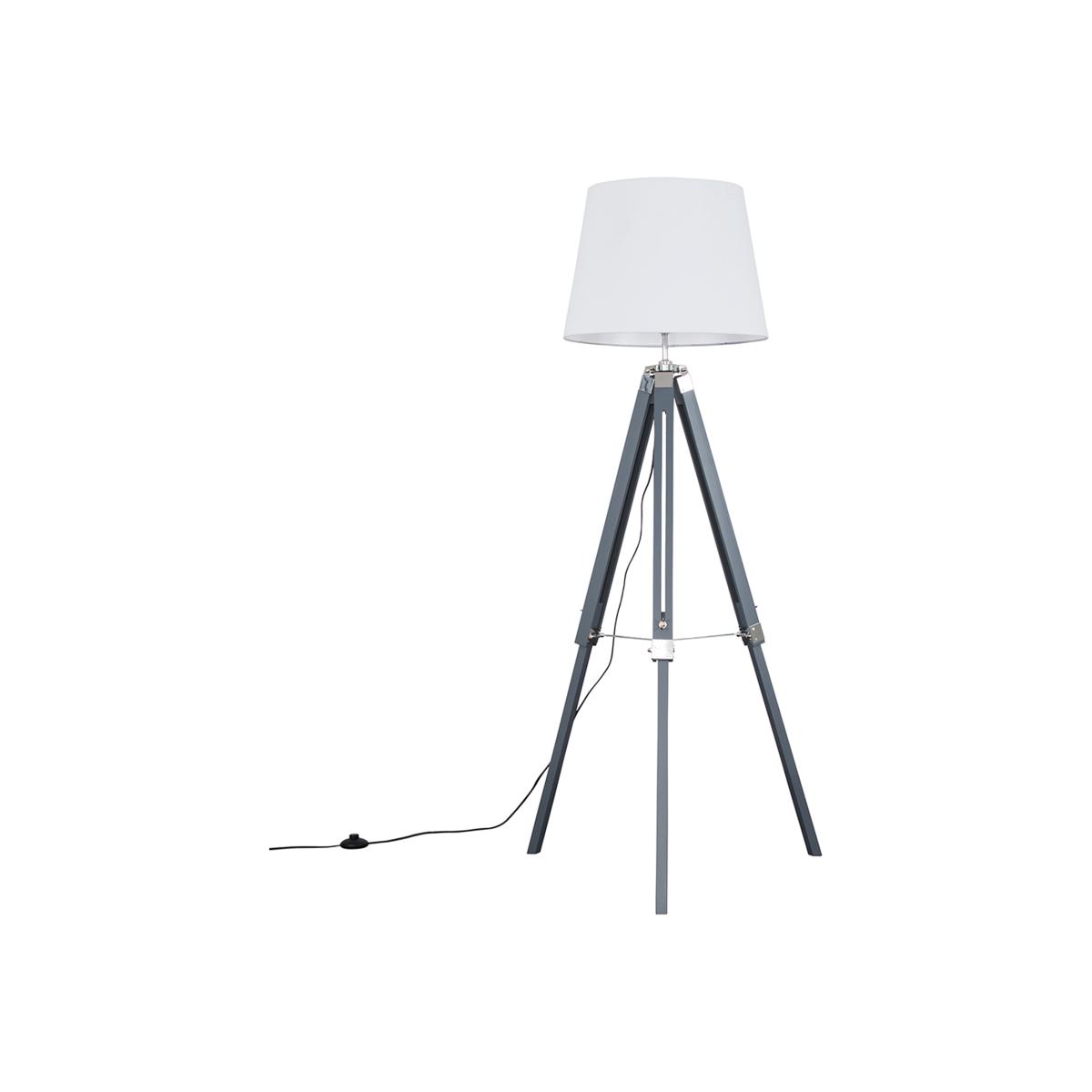 Modern Grey And Silver Chrome Tripod Floor Lamp With White Light Shade - Grey – image 1