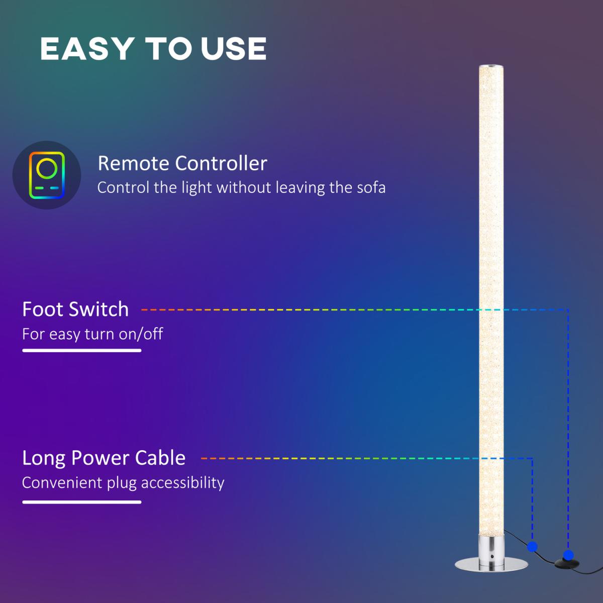 RGB Floor Lamps Dimmable Corner Lamp with Remote Control - Clear – image 3