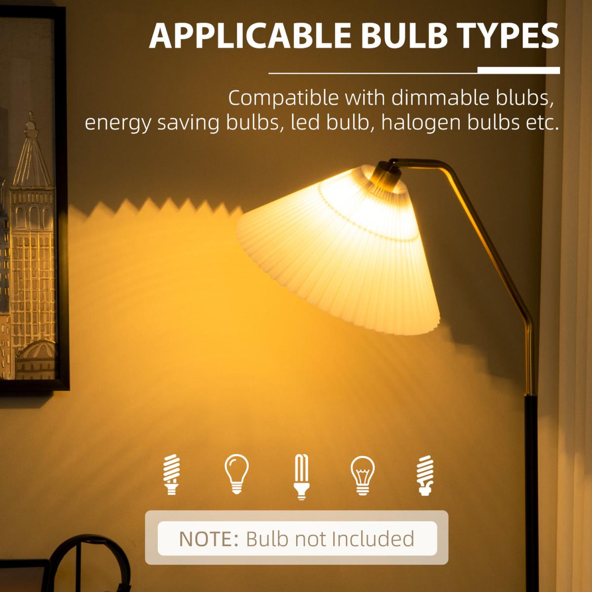 Modern Floor Lamps for Living Room Bedroom with Pleated Lampshade - White, Black, Gold – image 3