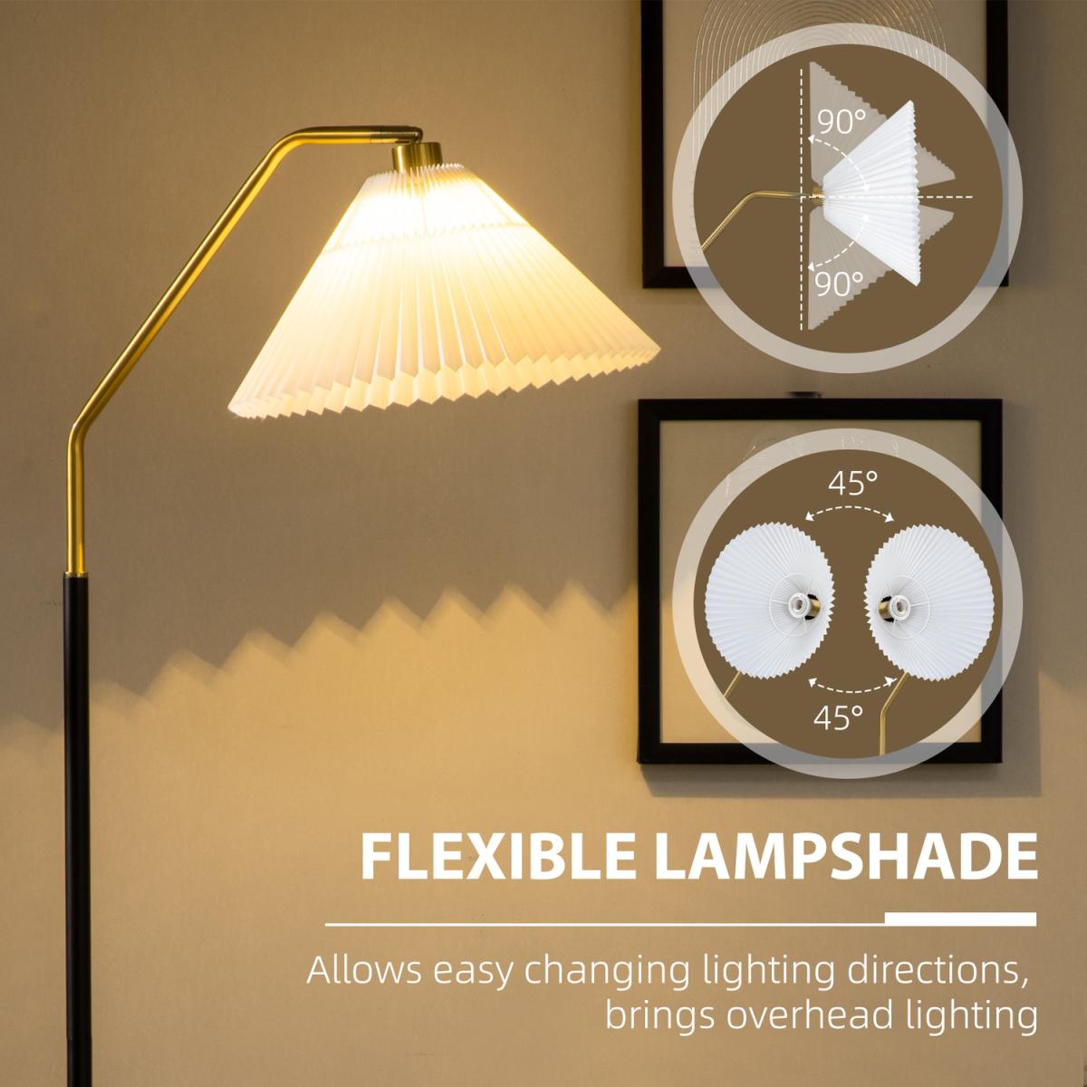 Modern Floor Lamps for Living Room Bedroom with Pleated Lampshade - White, Black, Gold – image 1