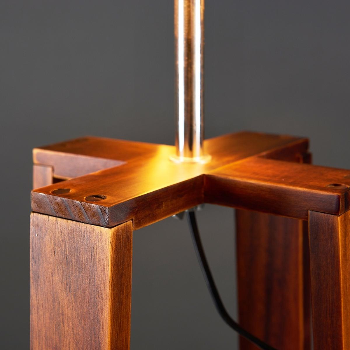 Modern Dark Wood 4 Legged Cross Design Floor Lamp With Grey Copper Shade - Brown – image 3