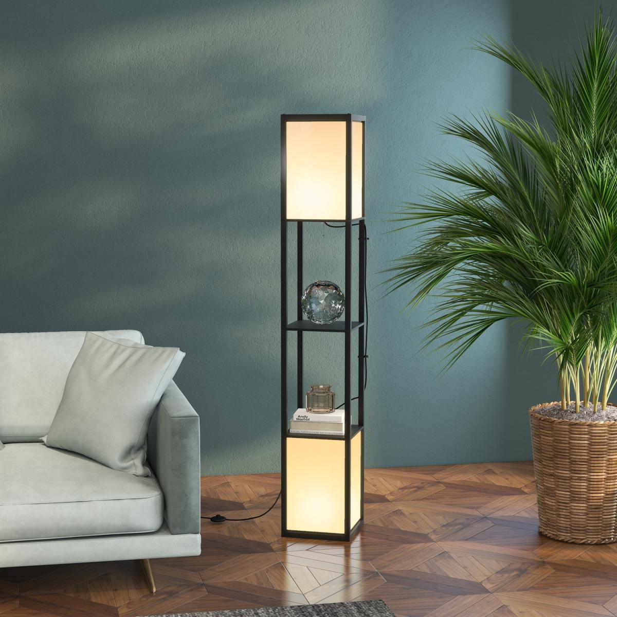 Floor Lamp for Living Room, Standing Floor Lamp with Shelf - Black – image 3