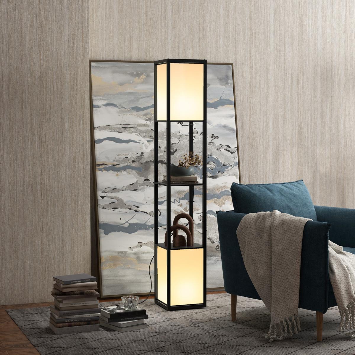 Floor Lamp for Living Room, Standing Floor Lamp with Shelf - Black – image 1