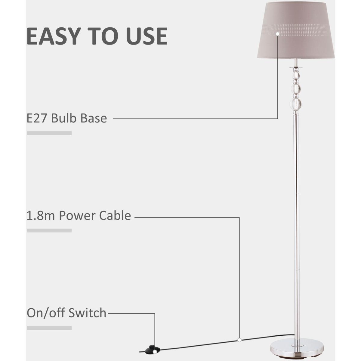 Floor Lamp with Hollow Out Fabric Shade - Silver – image 3