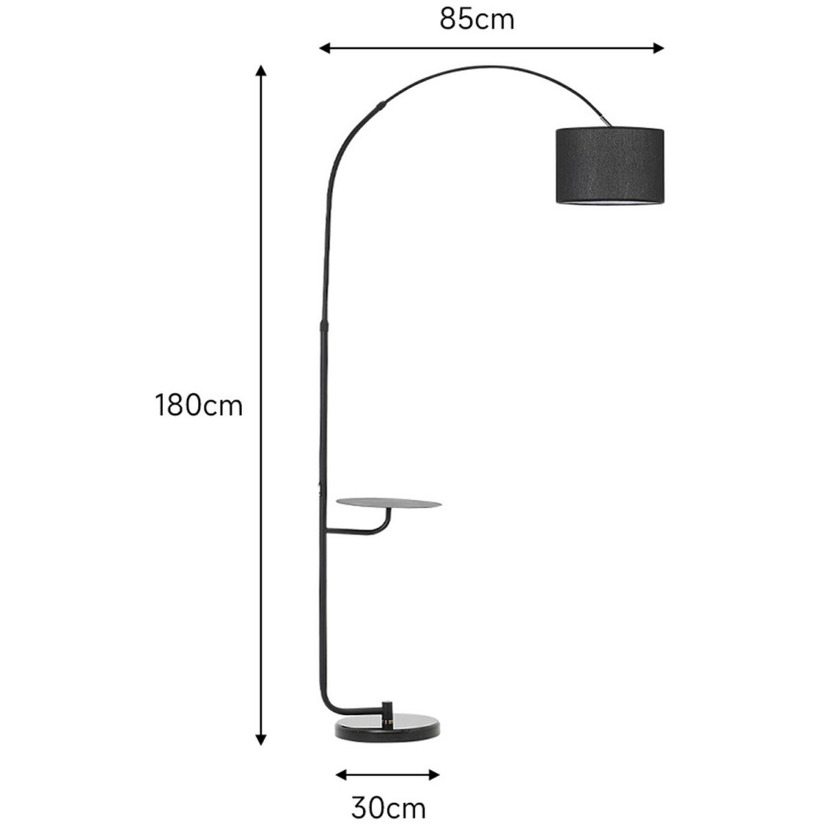 Marble Adjustable Floor Lamp Metal Tray Marble Base - Black – image 5