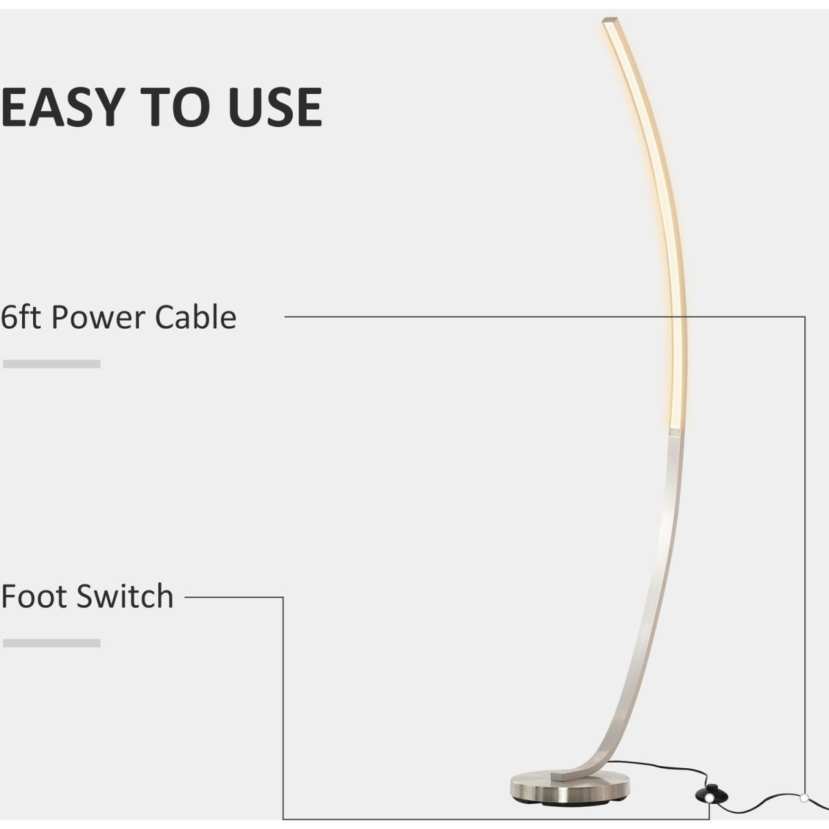 Aluminium Arc Floor Lamp Futuristic Indoor Standing LED - Silver – image 4
