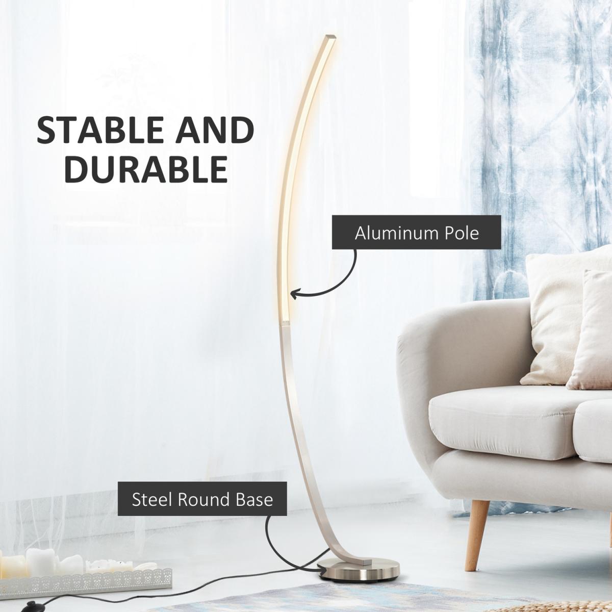 Aluminium Arc Floor Lamp Futuristic Indoor Standing LED - Silver – image 5