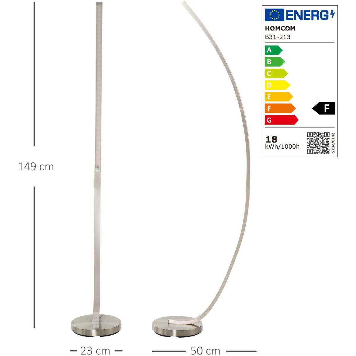 Aluminium Arc Floor Lamp Futuristic Indoor Standing LED - Silver – image 8