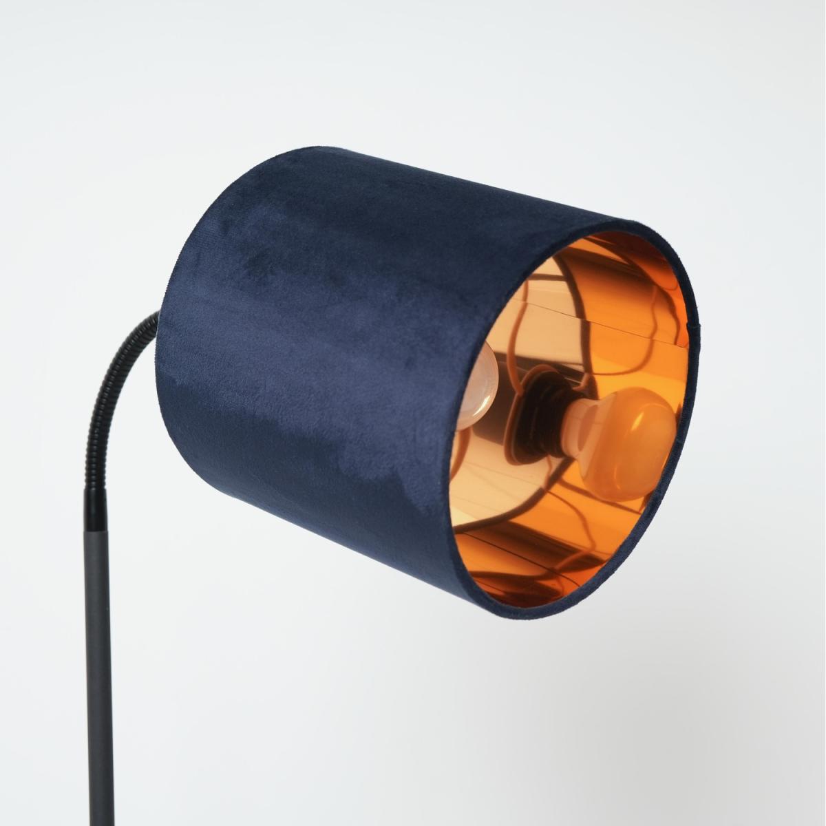 Hove Floor Lamp with Metallic Inner Lined Velvet Shade - Navy – image 3