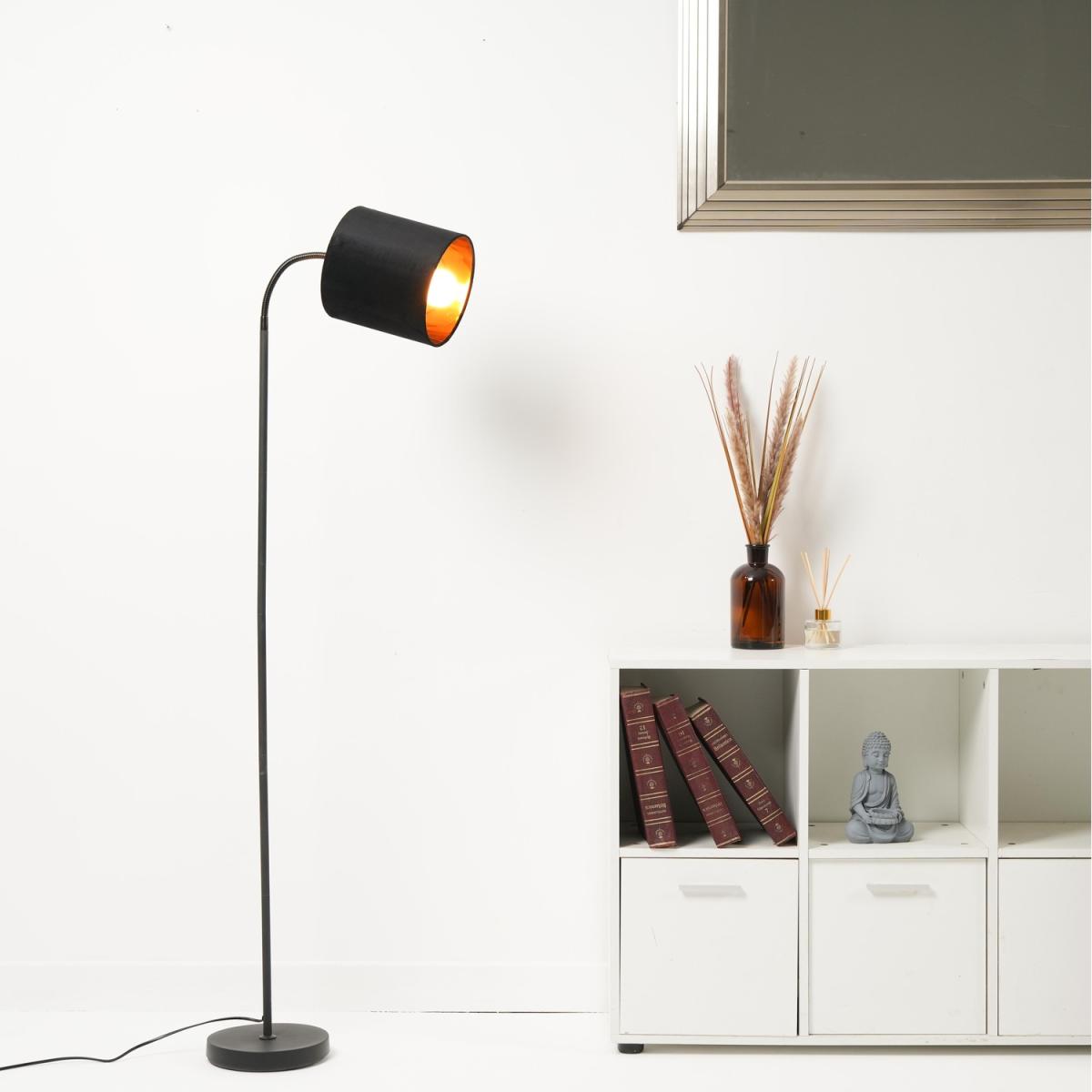 Hove Floor Lamp with Metallic Inner Lined Velvet Shade - Navy – image 4