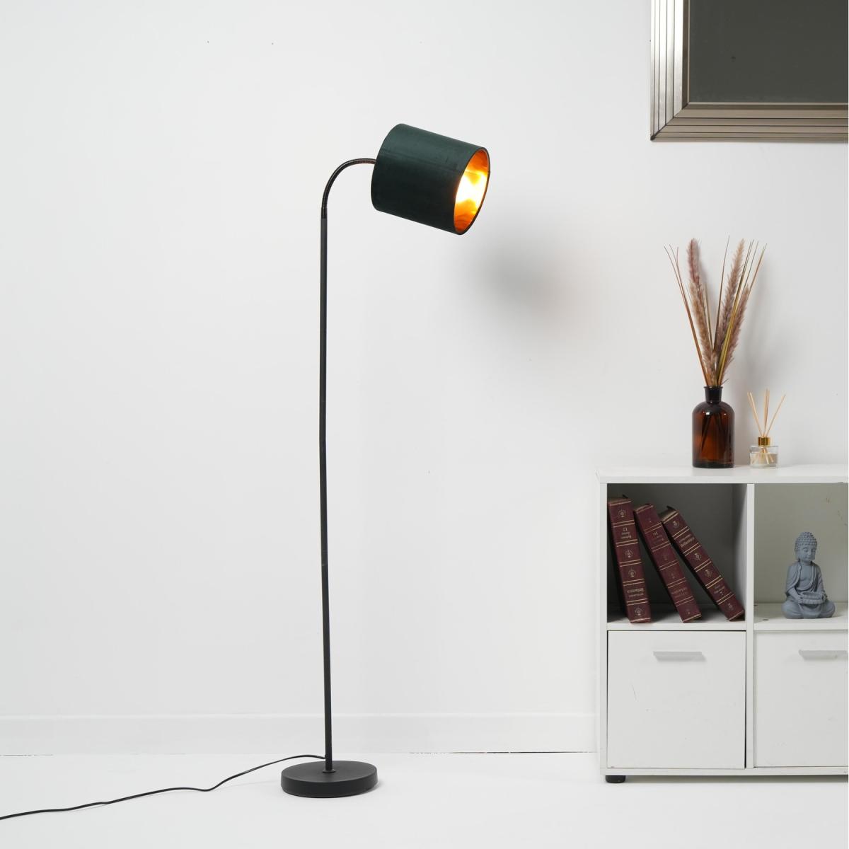Hove Floor Lamp with Metallic Inner Lined Velvet Shade - Navy – image 5