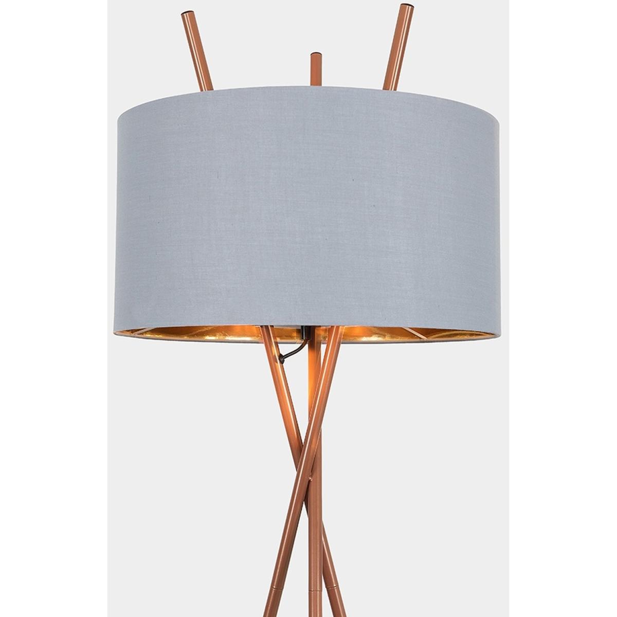 Copper Metal Crossover Design Tripod Floor Lamp With Grey And Copper Shade - Copper – image 3