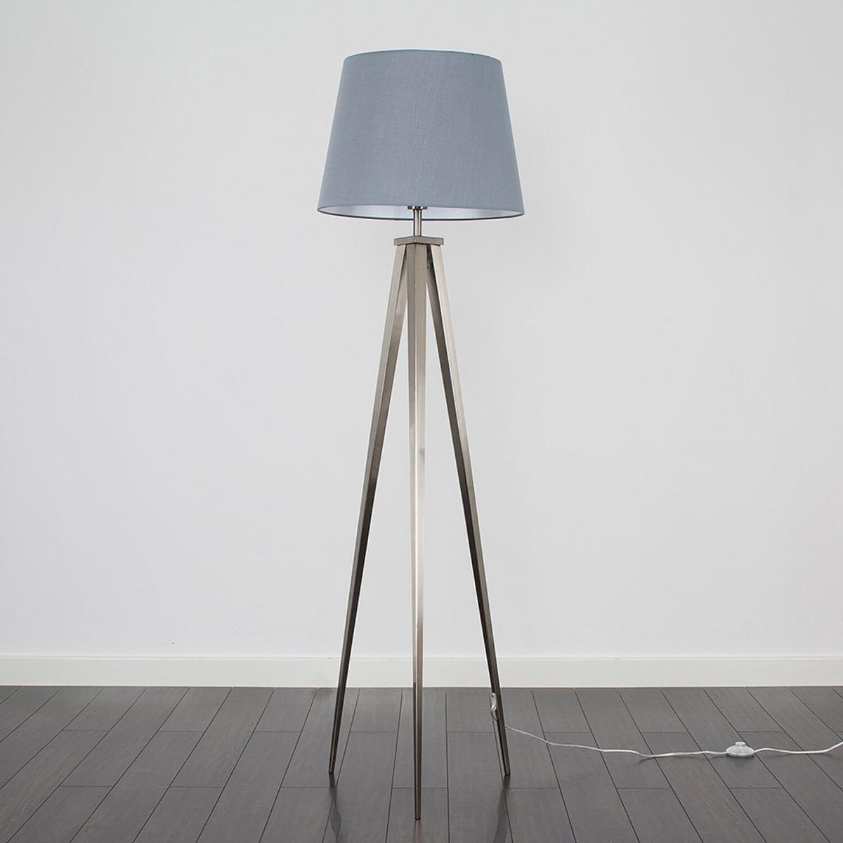 Nero Silver Floor Lamp With XL Grey Shade - Silver – image 2