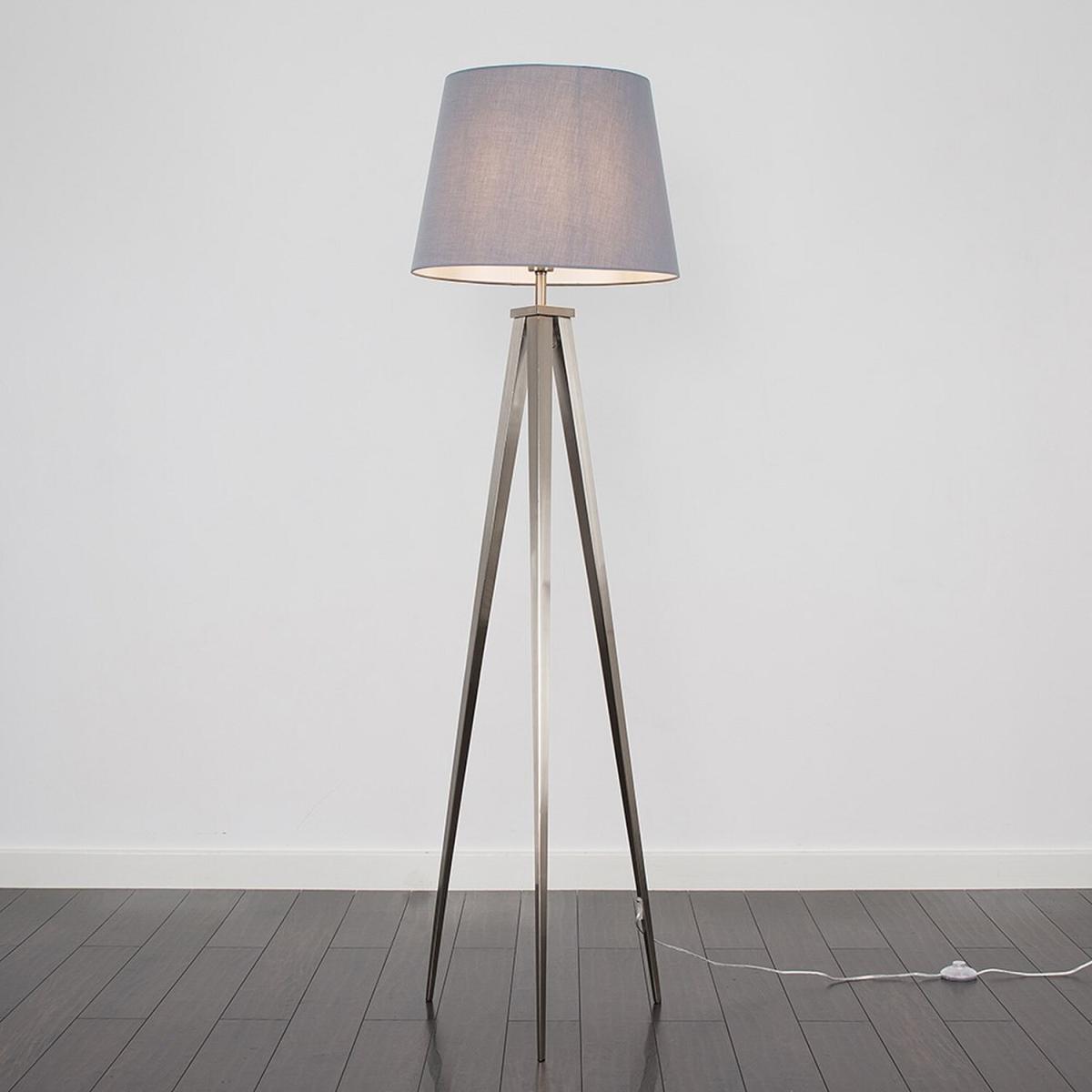 Nero Silver Floor Lamp With XL Grey Shade - Silver – image 3