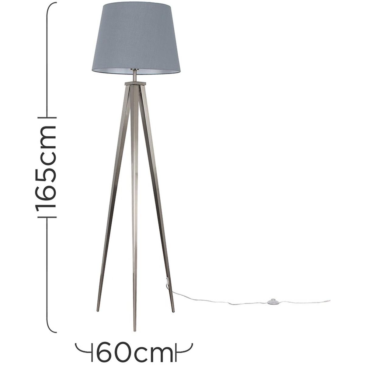 Nero Silver Floor Lamp With XL Grey Shade - Silver – image 5