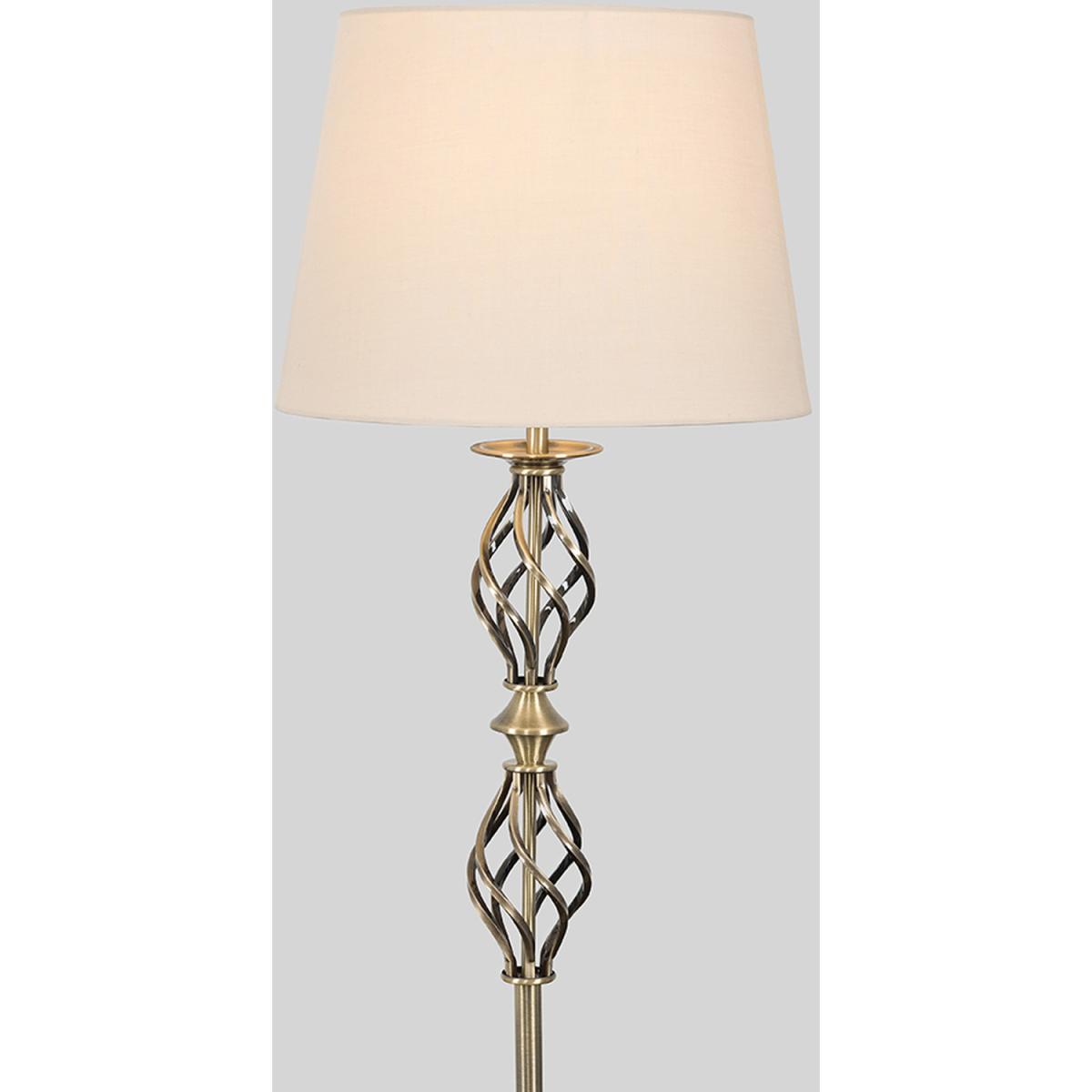 Traditional Style Antique Brass Double Twist Floor Lamp With Beige Shade - Gold – image 3