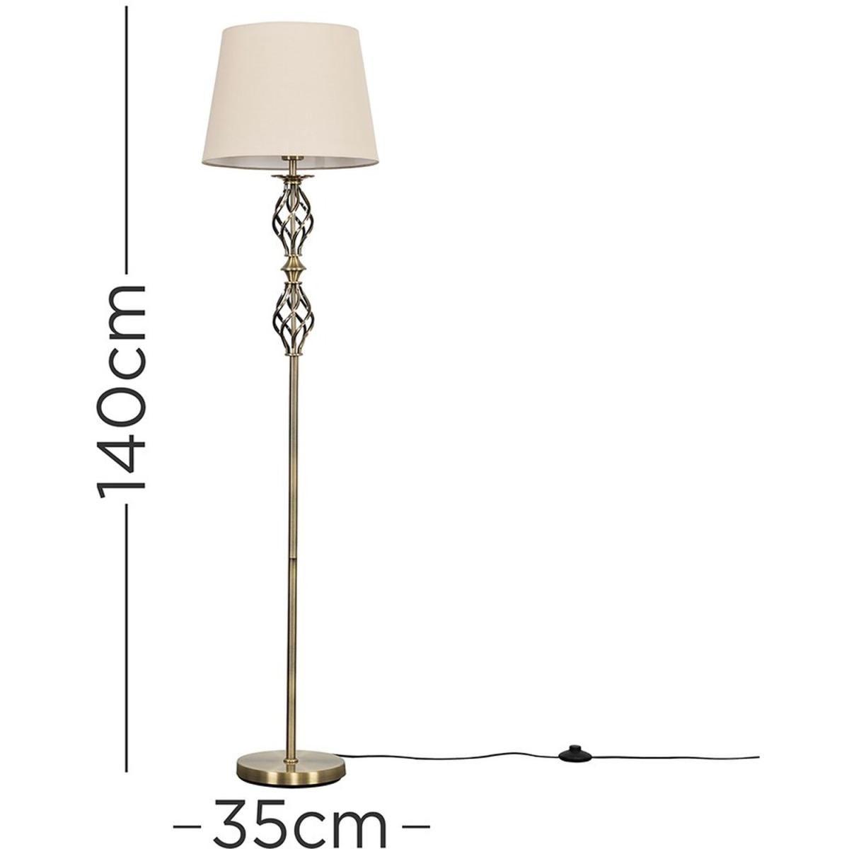 Traditional Style Antique Brass Double Twist Floor Lamp With Beige Shade - Gold – image 5
