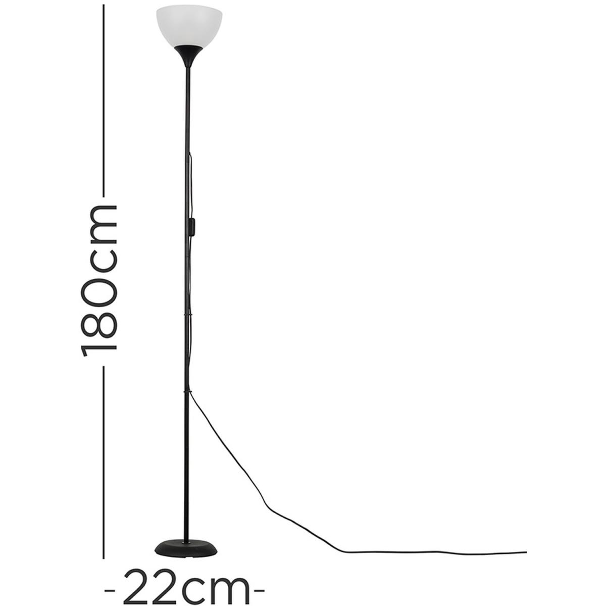 Modern Gloss Black Uplighter Floor Lamp With White Shade - Black – image 2