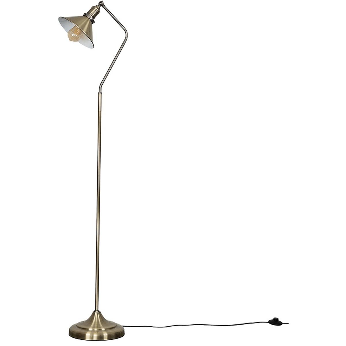 Retro Style Antique Brass And Pewter Metal Adjustable Reading Craft Floor Lamp - Antique Brass – image 2