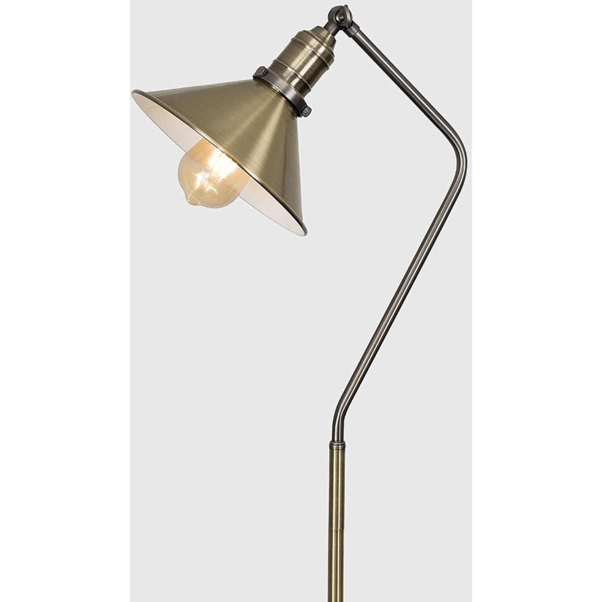 Retro Style Antique Brass And Pewter Metal Adjustable Reading Craft Floor Lamp - Antique Brass – image 3
