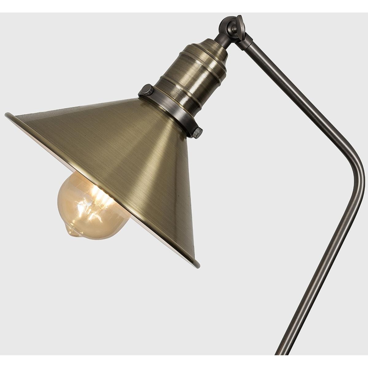Retro Style Antique Brass And Pewter Metal Adjustable Reading Craft Floor Lamp - Antique Brass – image 4