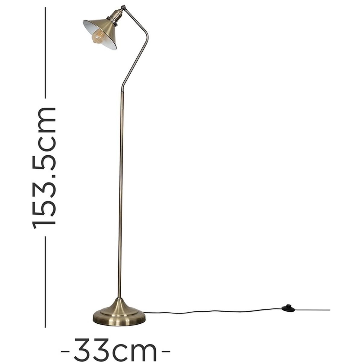 Retro Style Antique Brass And Pewter Metal Adjustable Reading Craft Floor Lamp - Antique Brass – image 5